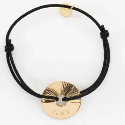 Bracelet personnalisé médaille gravée plaqué or cible soleil 20 mm