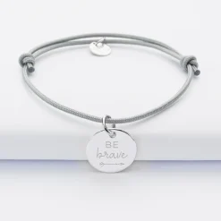 Bracelet personnalisé médaille gravée argent dormeuse 15mm - édition spéciale "Citations" -Nos petits imparfaits