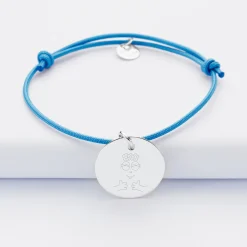 Bracelet personnalisé médaille gravée argent dormeuse 19mm - HappyBulle x Barbapapa