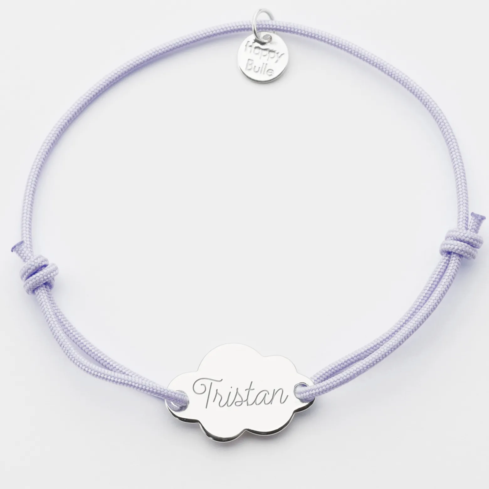 Bracelet personnalisé médaille gravée argent nuage 2 trous 20x14 mm