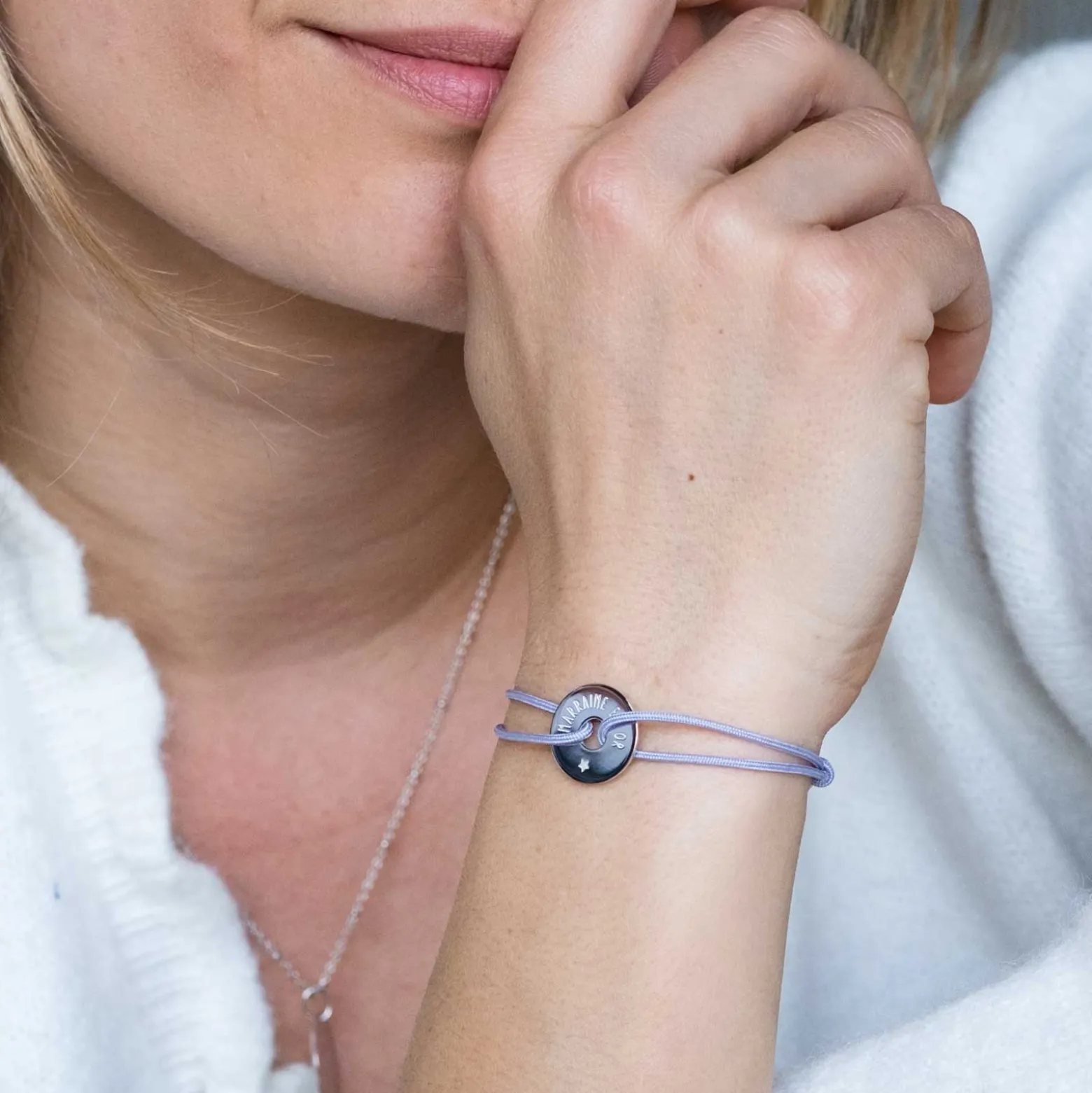 Bracelet personnalisé médaille gravée argent cible 16 mm