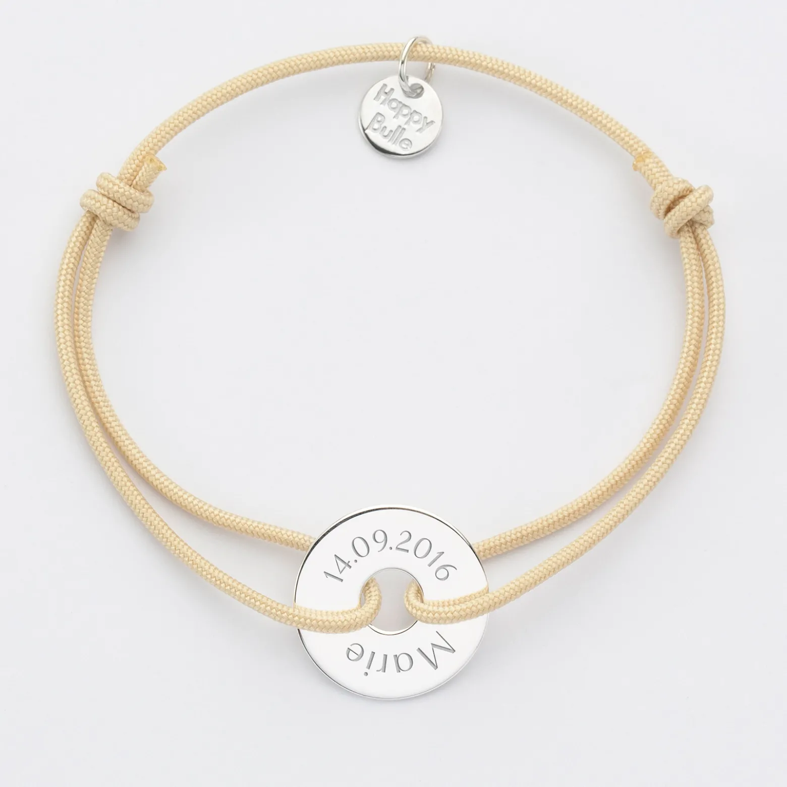 Bracelet personnalisé médaille gravée argent cible 16 mm