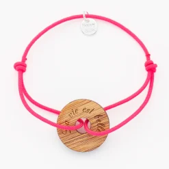 Bracelet personnalisé médaille gravée bois cible ronde 21 mm