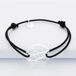 Bracelet personnalisé médaille gravée acrylique ronde 2 trous 21 mm 