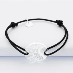 Bracelet personnalisé médaille gravée acrylique ronde 2 trous 21 mm 