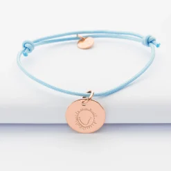 Bracelet personnalisé médaille gravée plaqué or rose 15 mm
