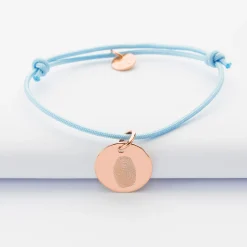 Bracelet personnalisé médaille gravée plaqué or rose 15 mm
