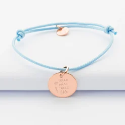 Bracelet personnalisé médaille gravée plaqué or rose 15 mm