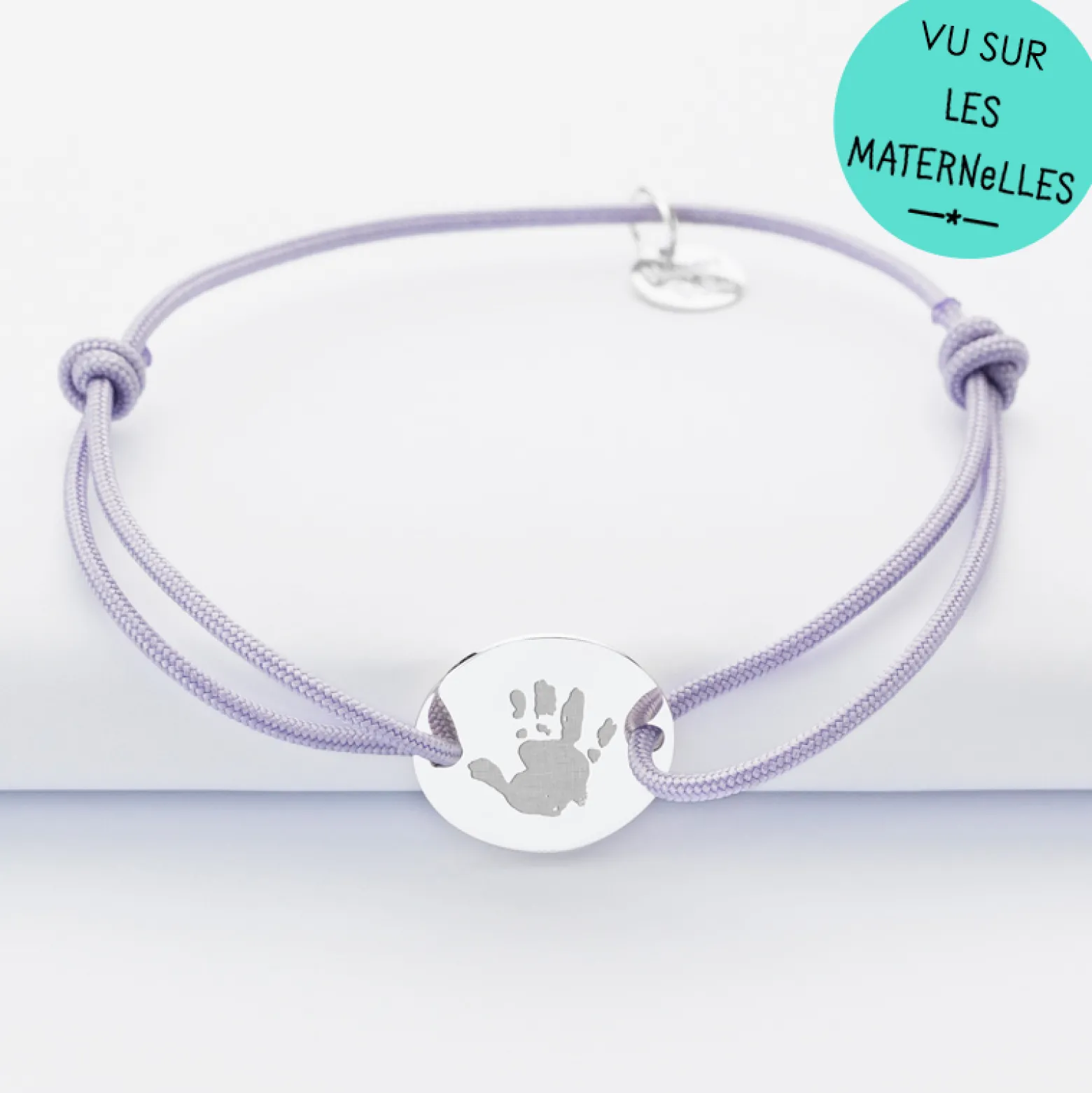 Bracelet personnalisé médaille gravée argent 2 trous 15mm - Nos petits imparfaits