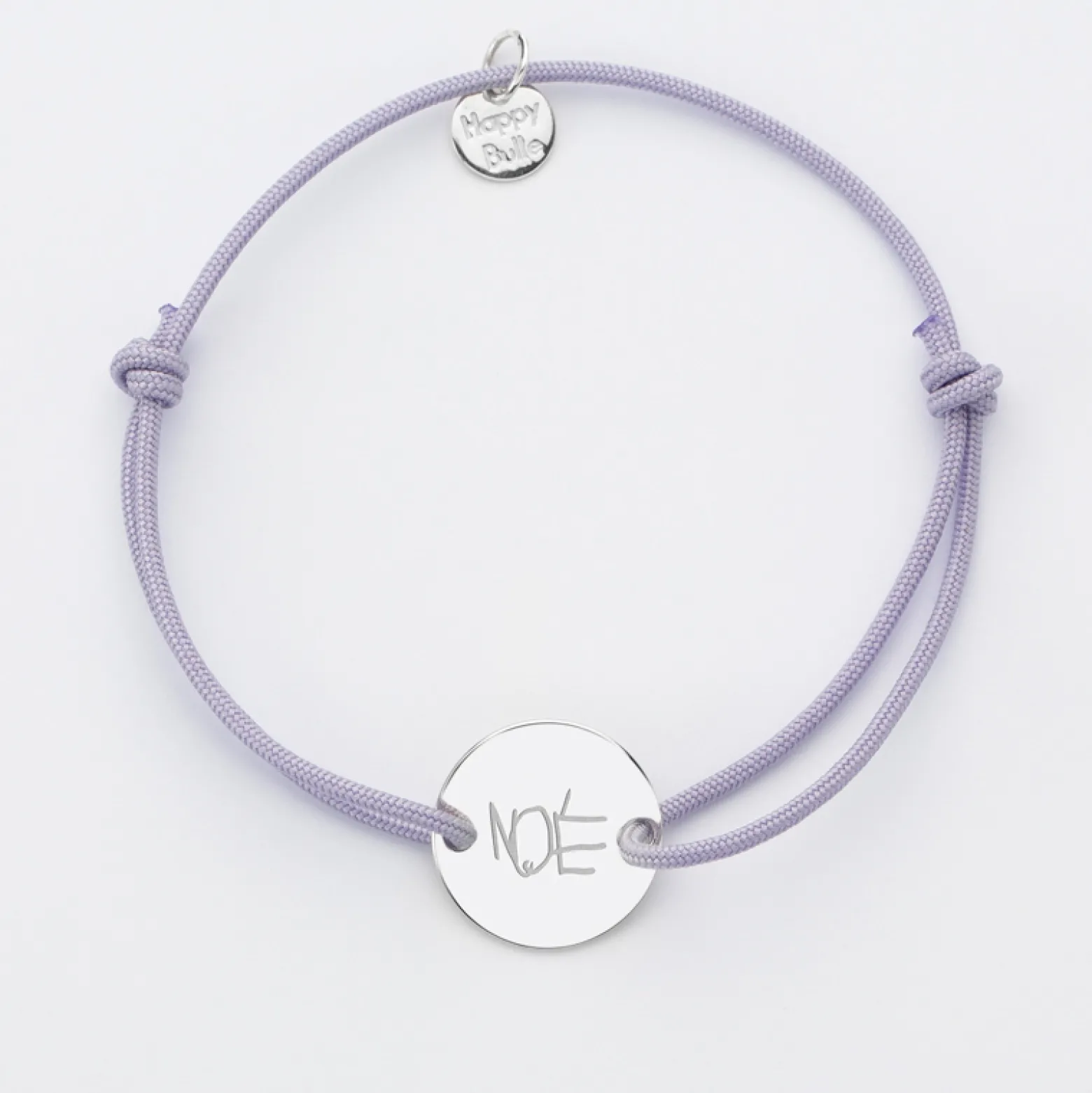 Bracelet personnalisé médaille gravée argent 2 trous 15mm - Nos petits imparfaits