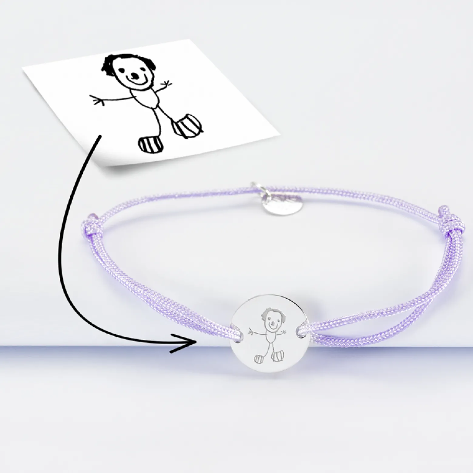 Bracelet personnalisé médaille gravée argent 2 trous 15mm - Nos petits imparfaits