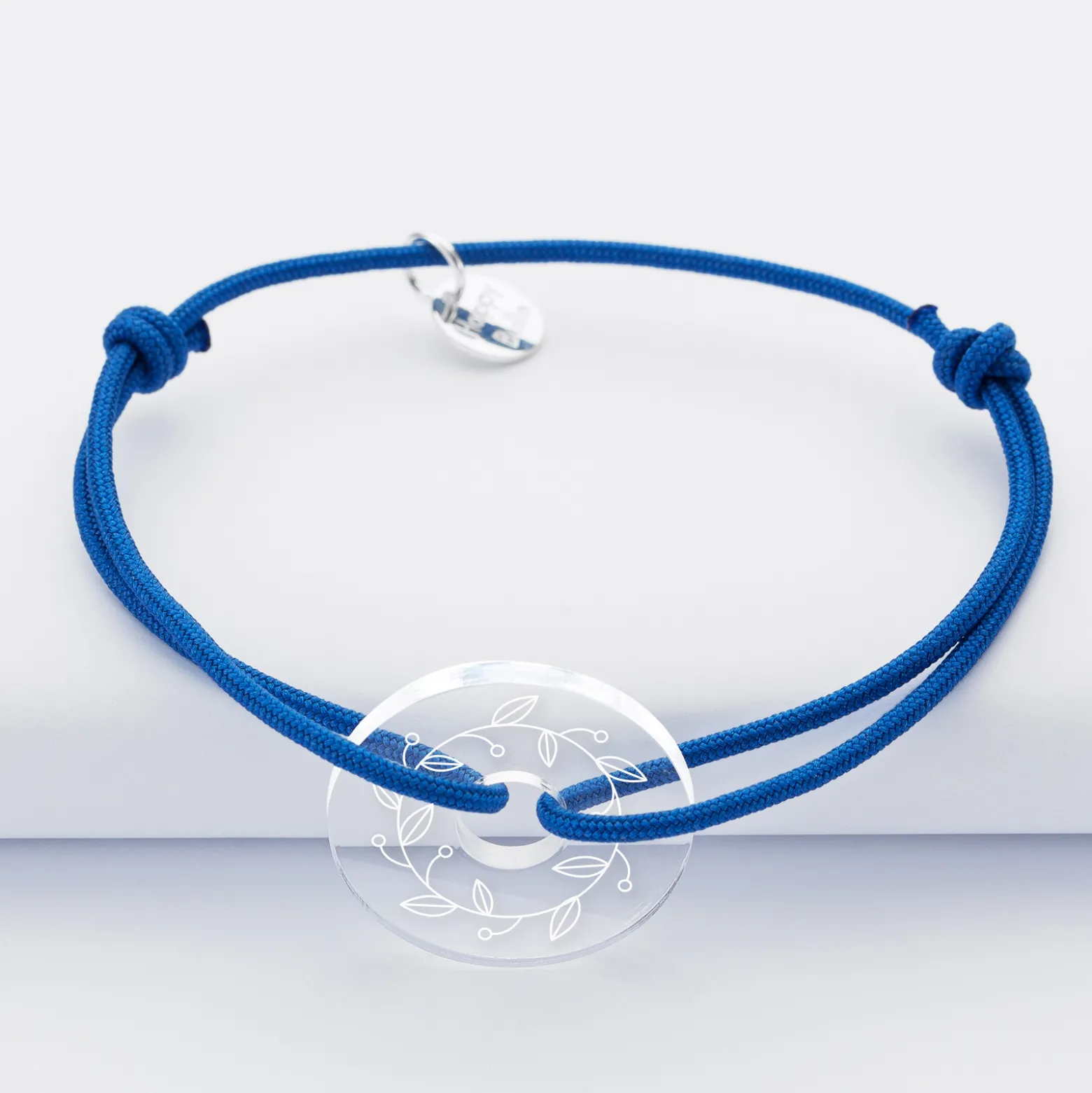 Bracelet personnalisé médaille gravée acrylique cible ronde 21 mm