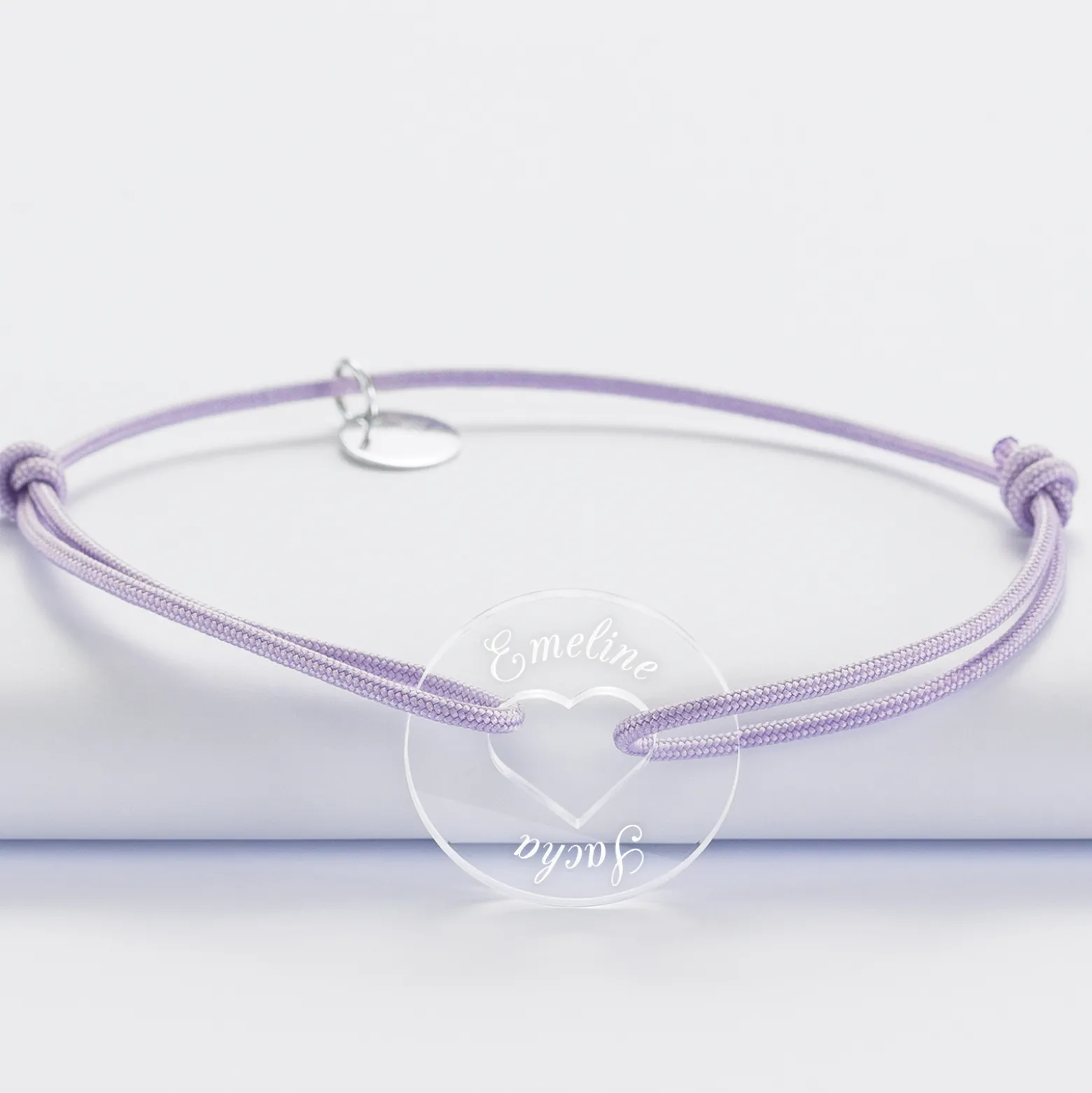 Bracelet personnalisé médaille gravée acrylique cible coeur 21 mm