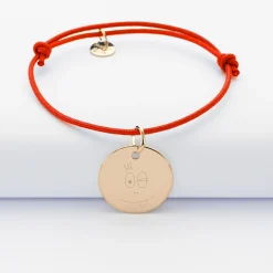 Bracelet personnalisé médaille gravée plaqué or dormeuse 19mm - HappyBulle x Barbapapa