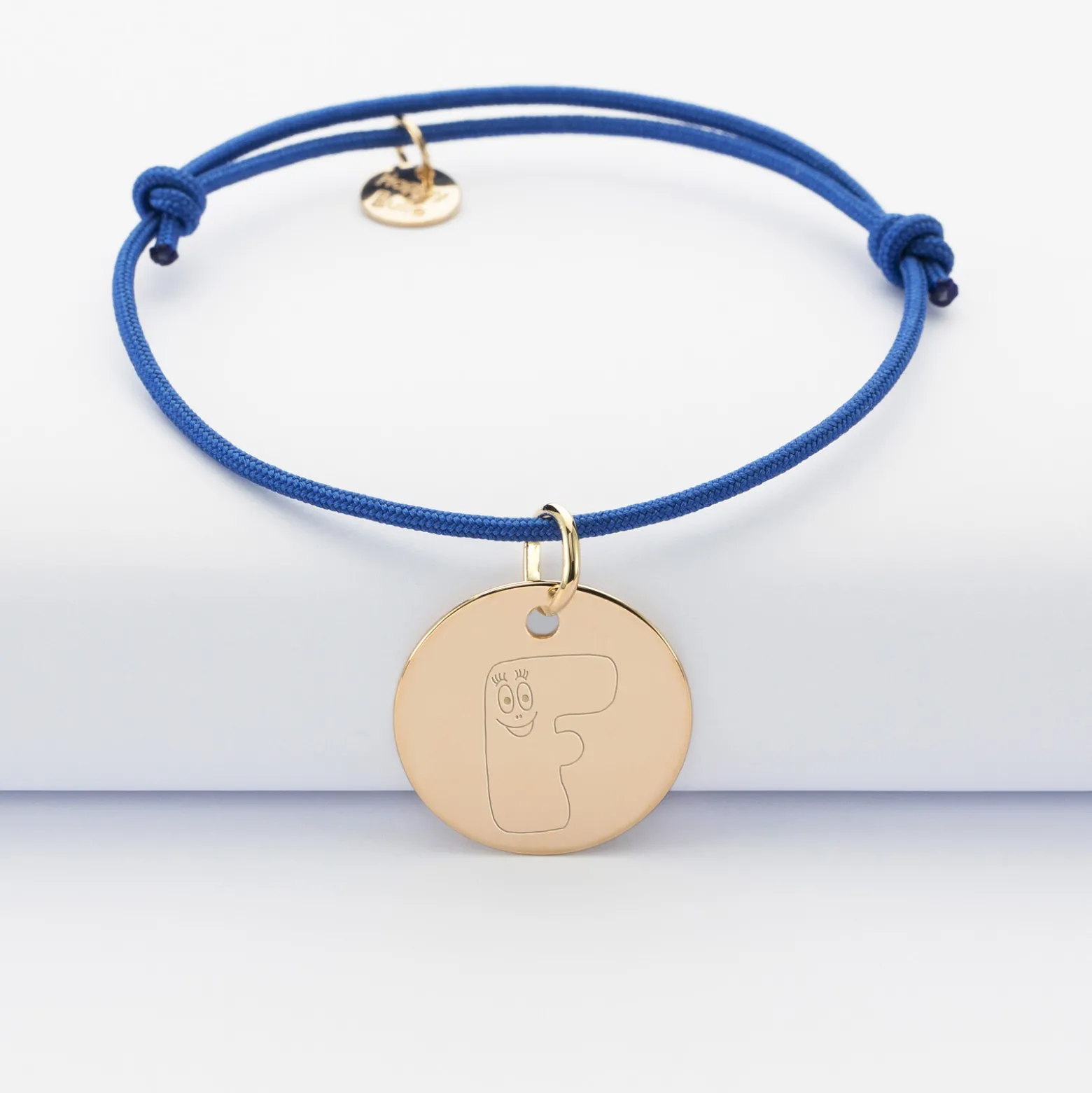Bracelet personnalisé médaille gravée plaqué or dormeuse 19mm - HappyBulle x Barbapapa