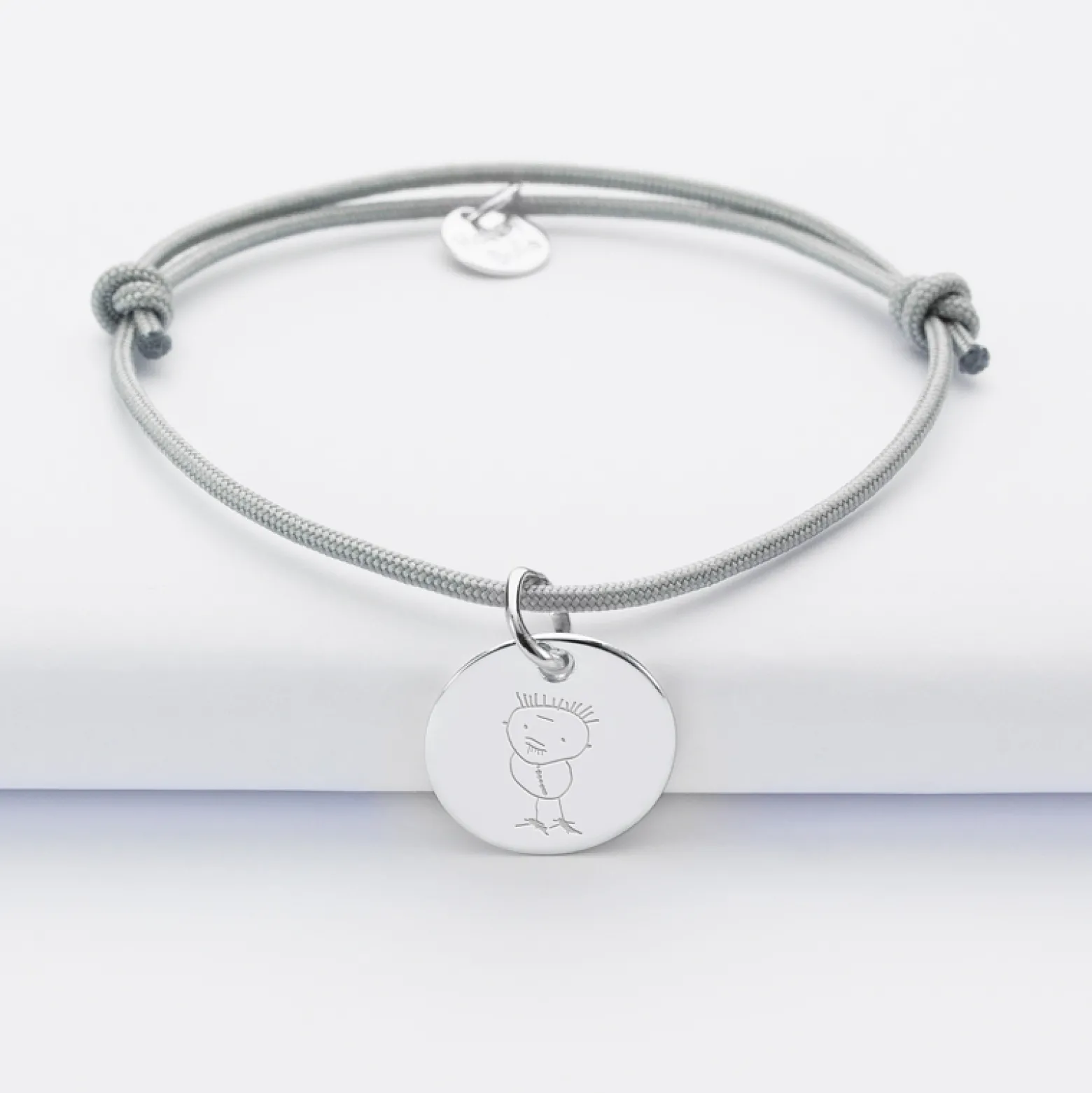 Bracelet personnalisé médaille gravée argent dormeuse 15mm - Nos petits imparfaits