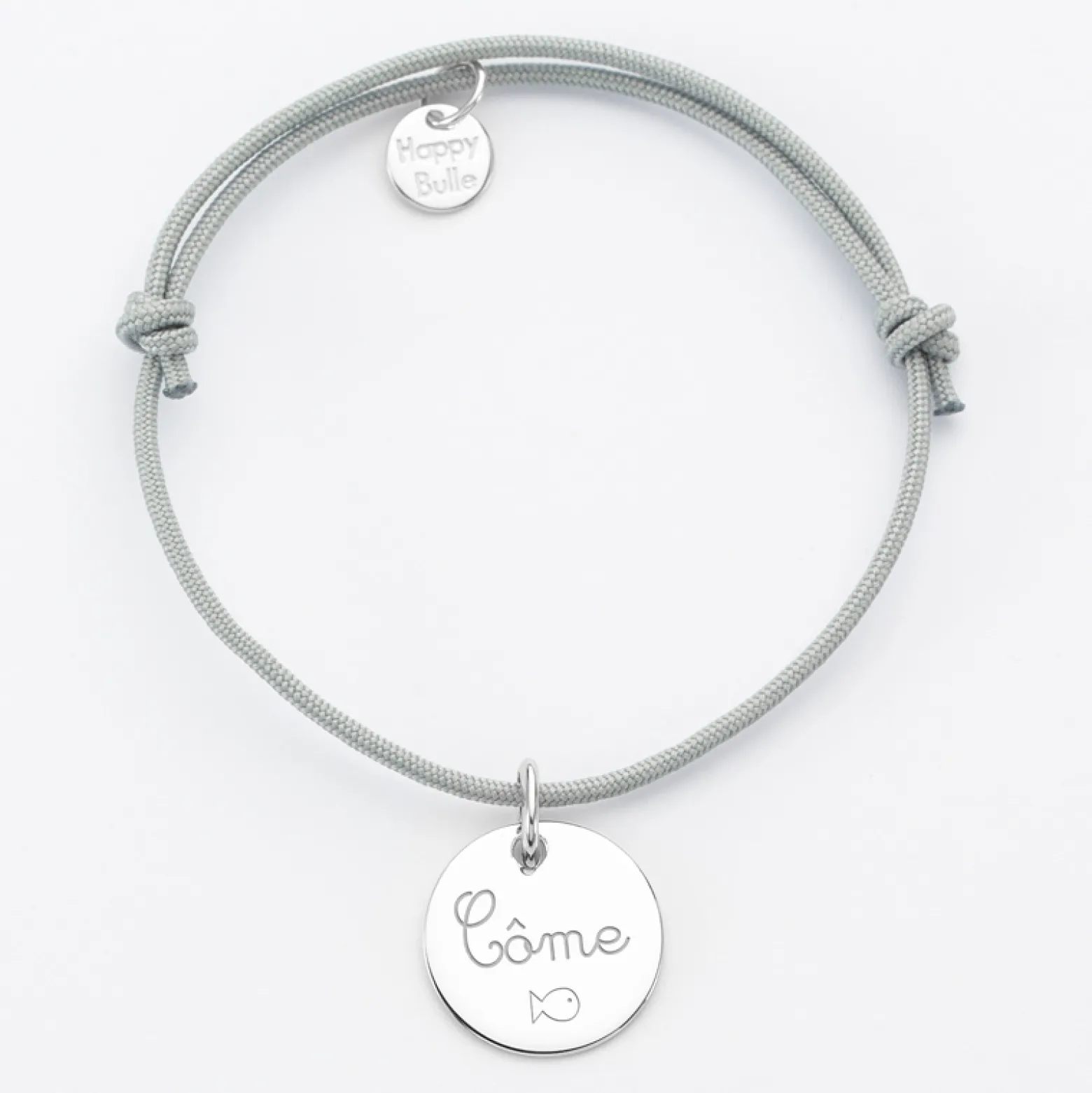 Bracelet personnalisé médaille gravée argent dormeuse 15mm - Nos petits imparfaits