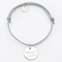Bracelet personnalisé médaille gravée argent dormeuse 15mm - Nos petits imparfaits