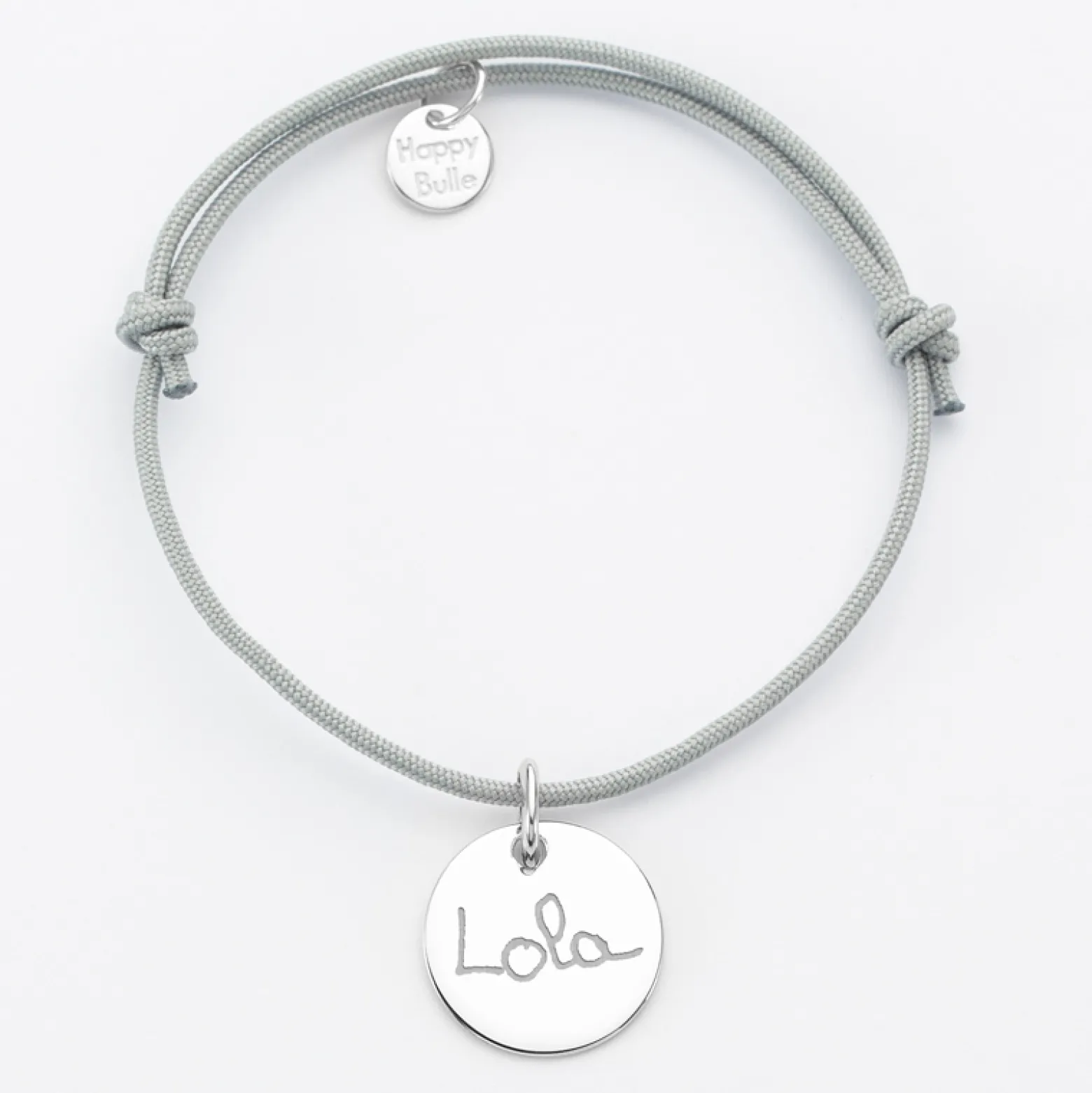 Bracelet personnalisé médaille gravée argent dormeuse 15mm - Nos petits imparfaits