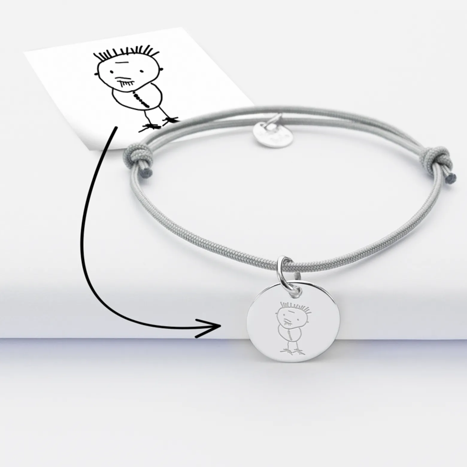 Bracelet personnalisé médaille gravée argent dormeuse 15mm - Nos petits imparfaits