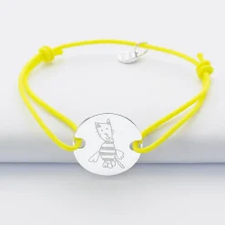 Bracelet personnalisé médaille gravée argent 2 trous 20mm