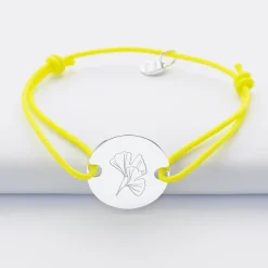 Bracelet personnalisé médaille gravée argent 2 trous 20mm