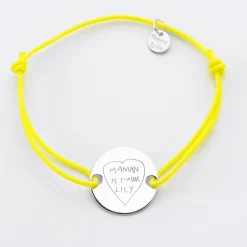 Bracelet personnalisé médaille gravée argent 2 trous 20mm