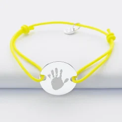 Bracelet personnalisé médaille gravée argent 2 trous 20mm
