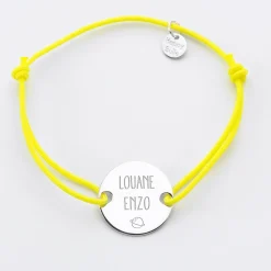 Bracelet personnalisé médaille gravée argent 2 trous 20mm