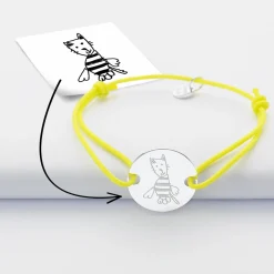 Bracelet personnalisé médaille gravée argent 2 trous 20mm