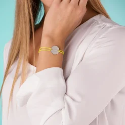 Bracelet personnalisé médaille gravée argent 2 trous 20mm