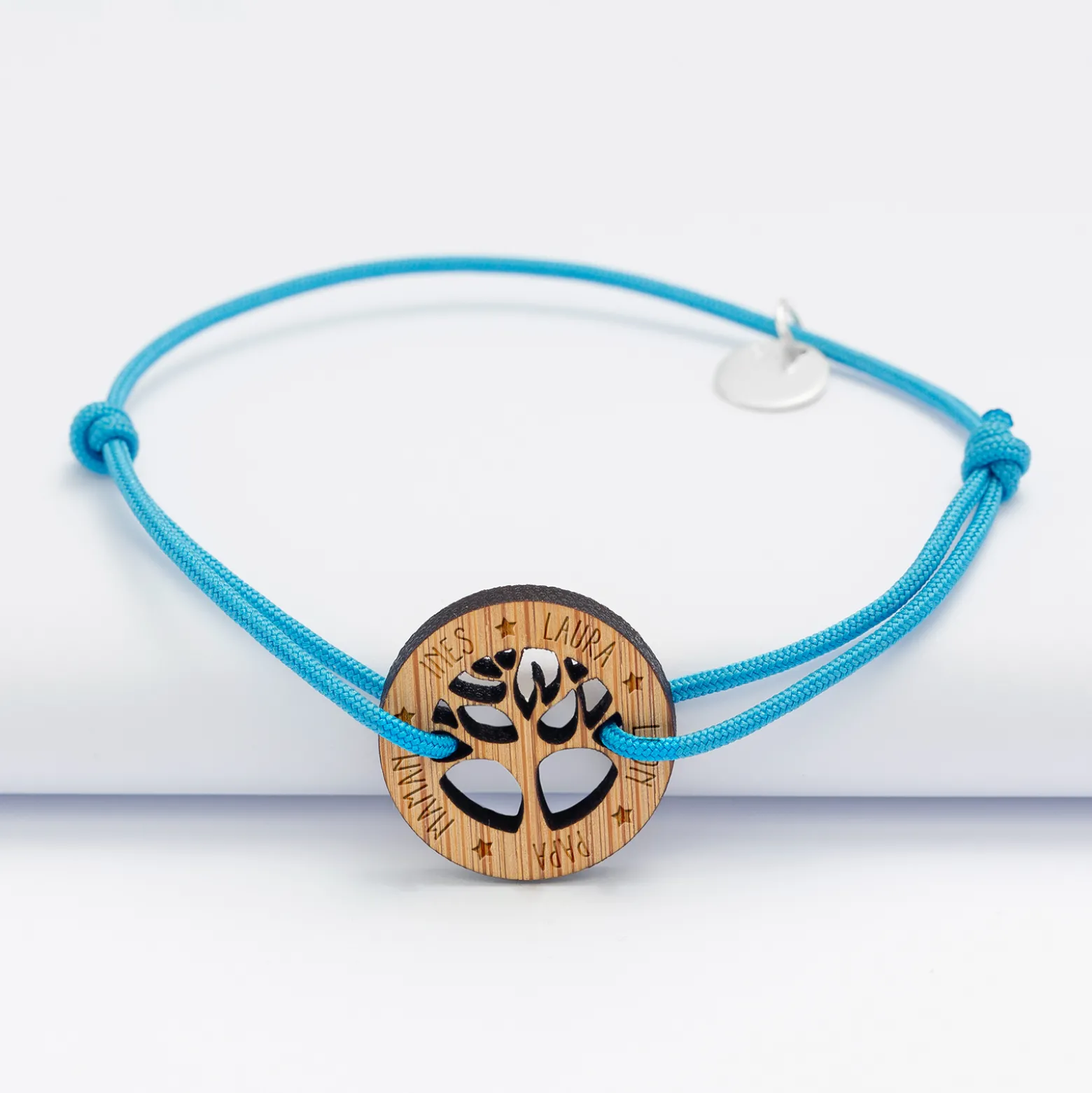 Bracelet personnalisé médaille gravée bois arbre de vie 20 mm