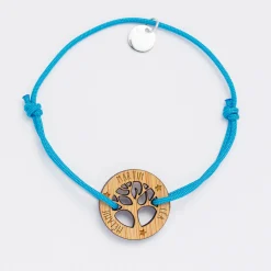 Bracelet personnalisé médaille gravée bois arbre de vie 20 mm