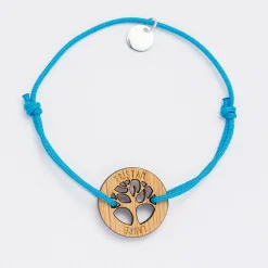Bracelet personnalisé médaille gravée bois arbre de vie 20 mm