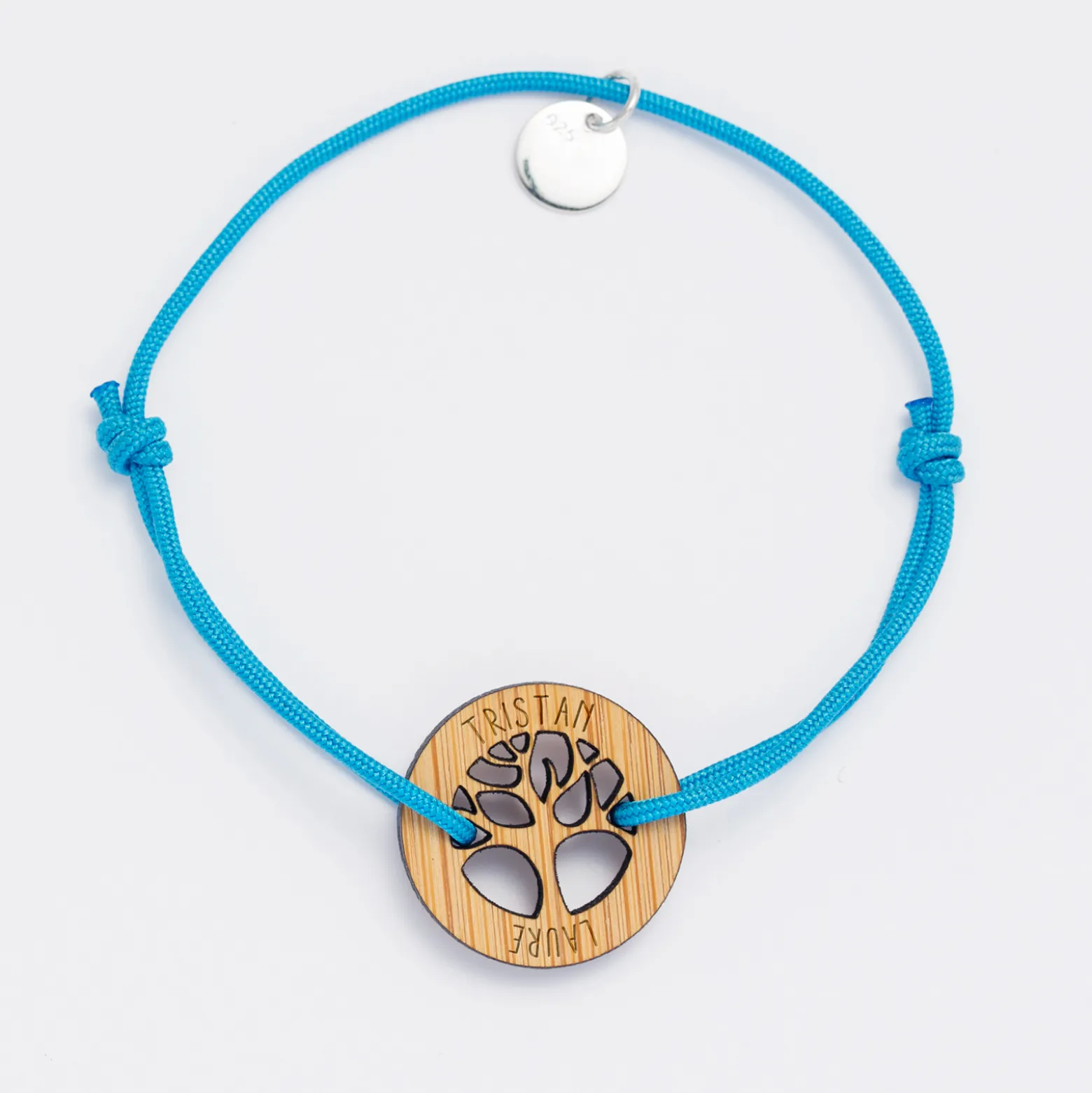 Bracelet personnalisé médaille gravée bois arbre de vie 20 mm