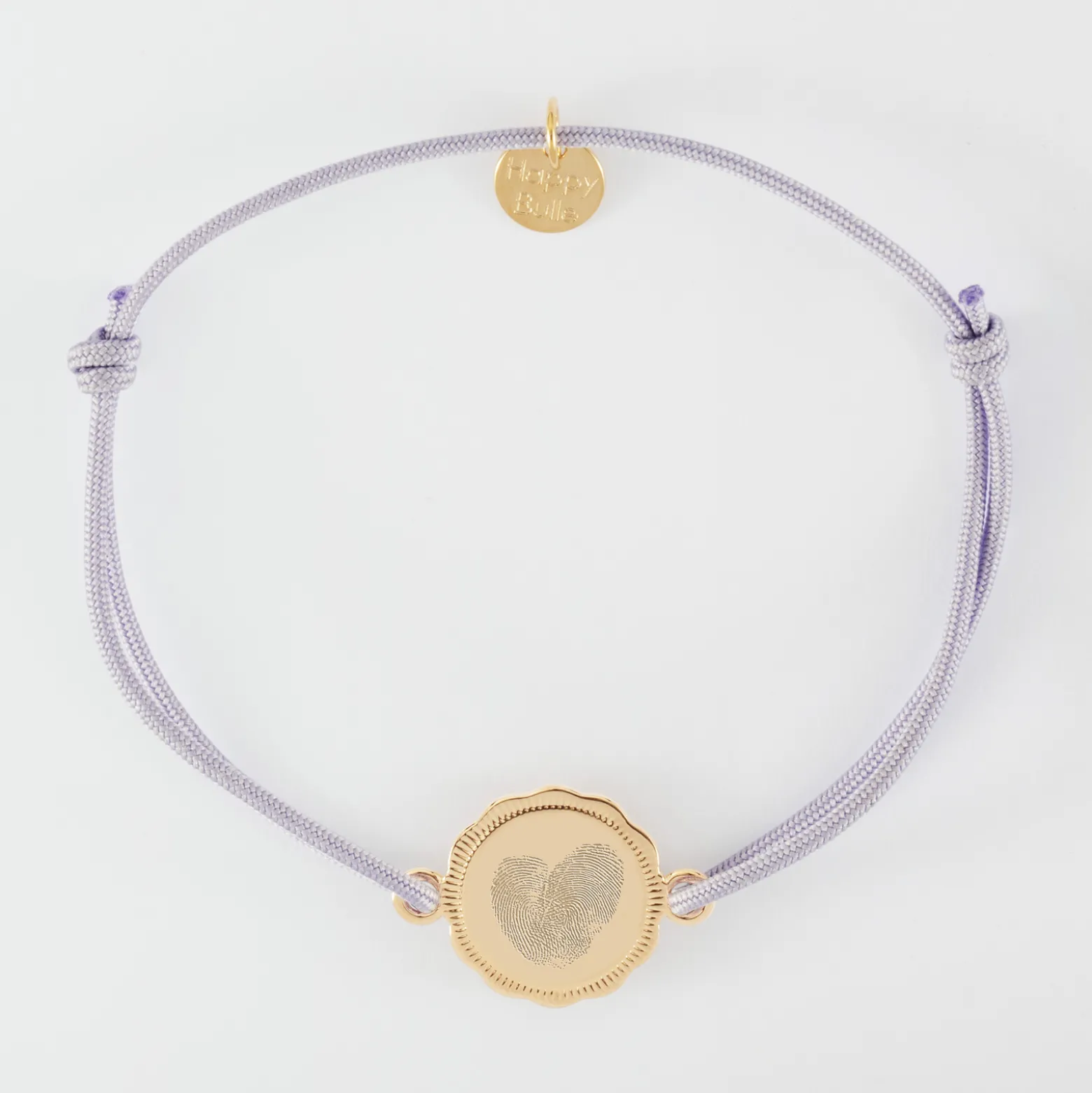 Bracelet personnalisé médaille contour fleur gravée plaqué or 2 trous 15 mm