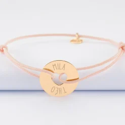 Bracelet personnalisé médaille gravée plaqué or cible coeur 21 mm