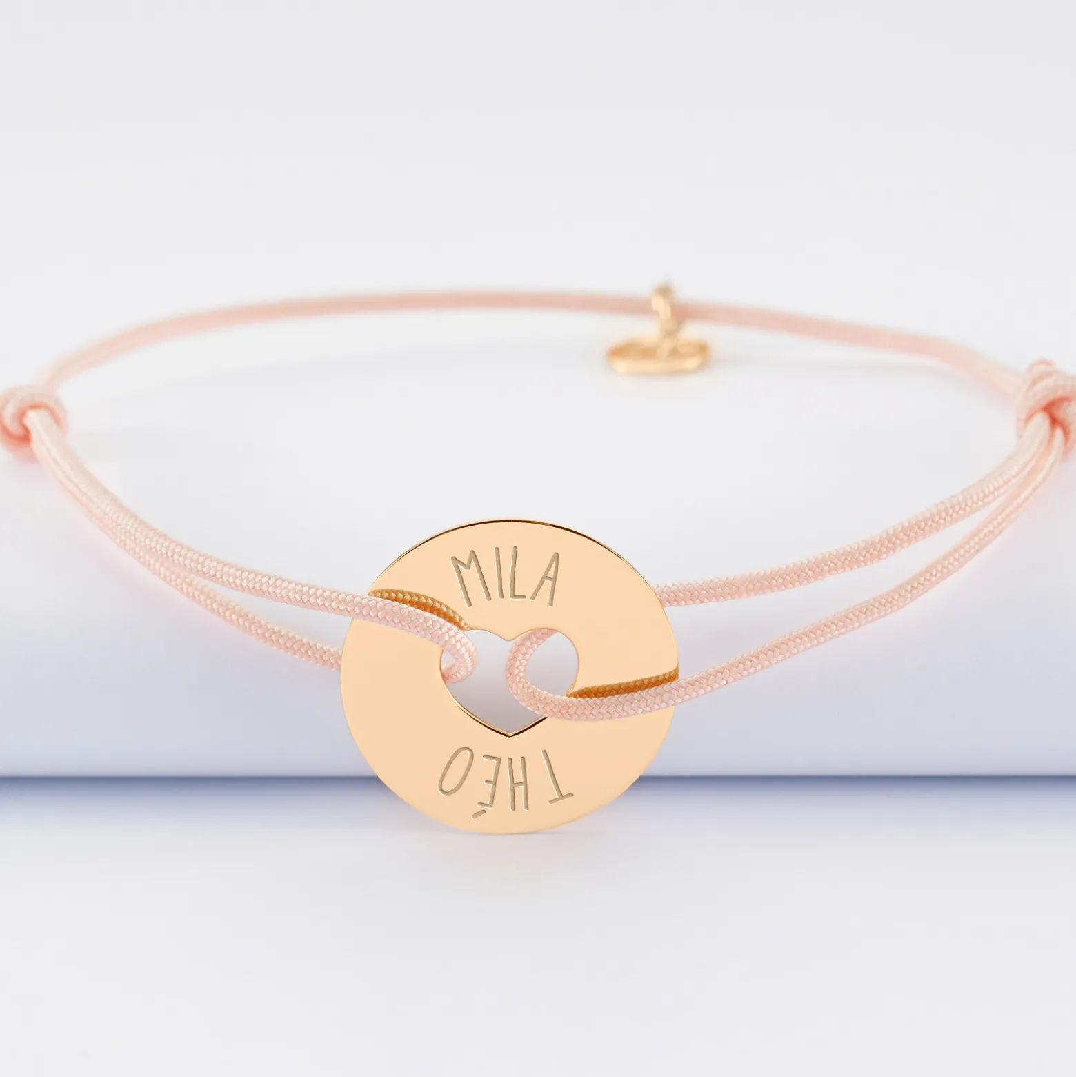 Bracelet personnalisé médaille gravée plaqué or cible coeur 21 mm
