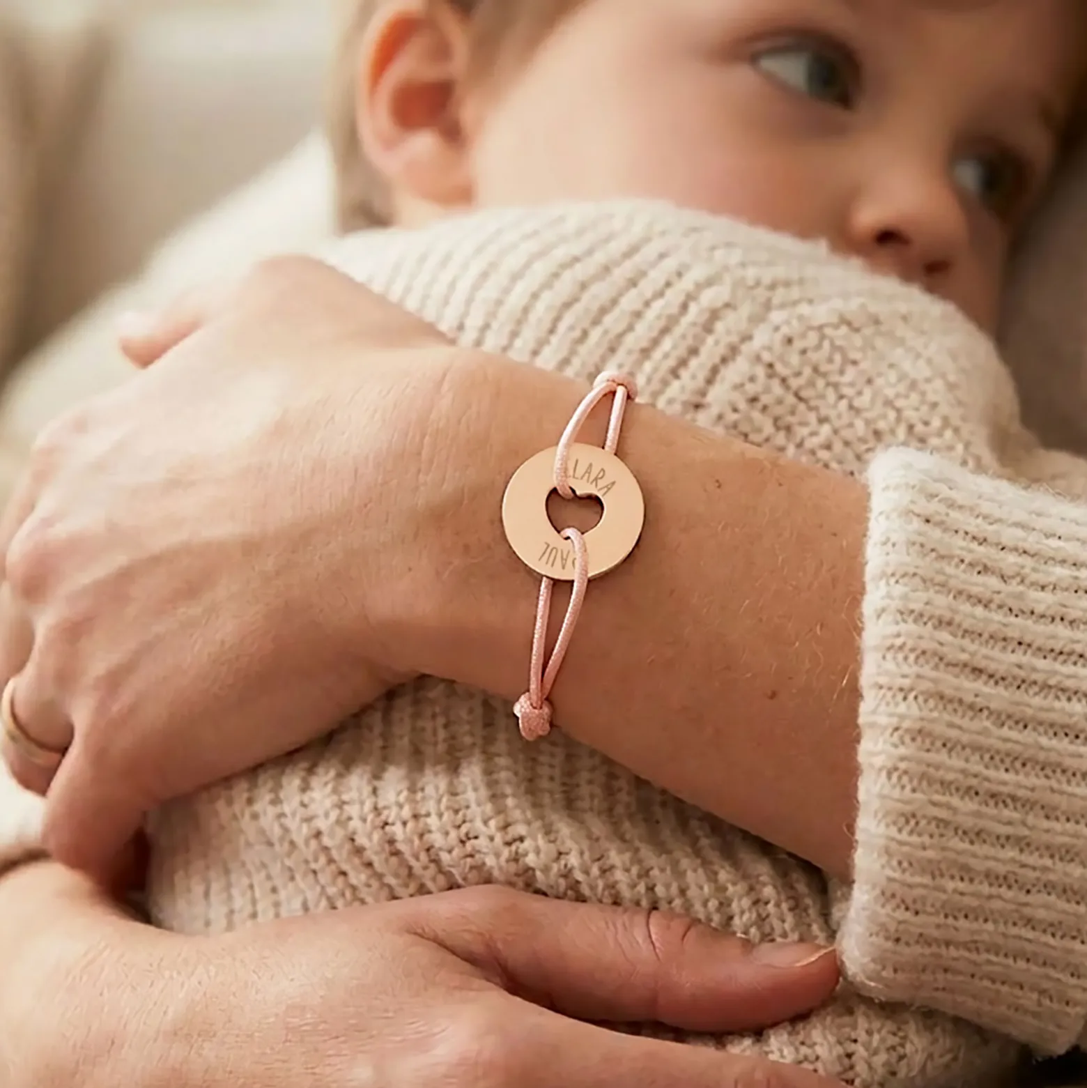 Bracelet personnalisé médaille gravée plaqué or cible coeur 21 mm