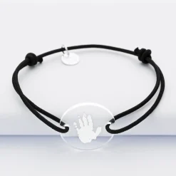 Bracelet personnalisé médaille gravée acrylique ronde 2 trous 21mm