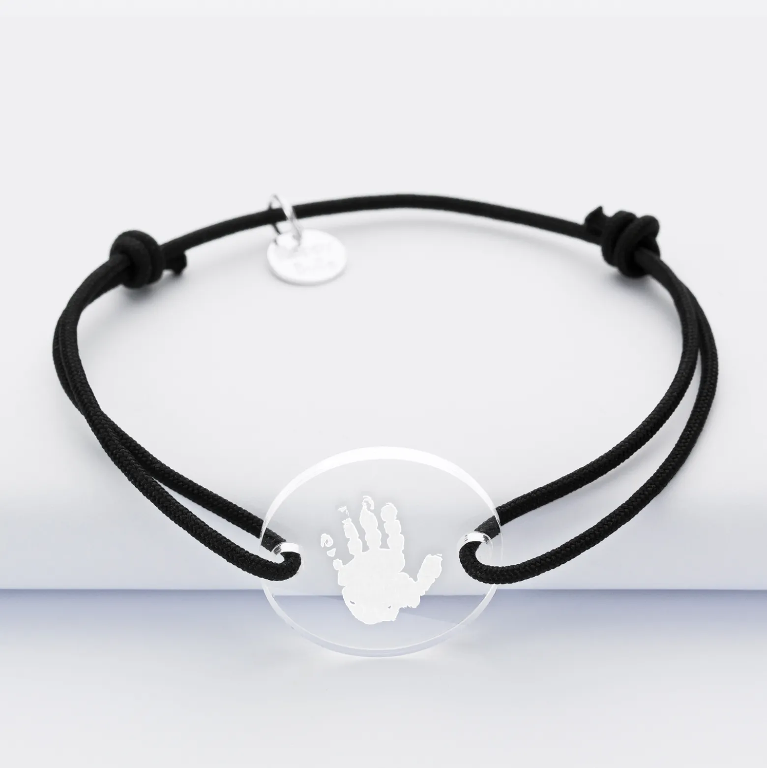Bracelet personnalisé médaille gravée acrylique ronde 2 trous 21mm