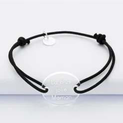 Bracelet personnalisé médaille gravée acrylique ronde 2 trous 21mm