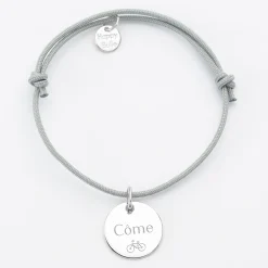 Bracelet personnalisé médaille gravée argent dormeuse 15mm