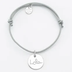 Bracelet personnalisé médaille gravée argent dormeuse 15mm