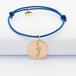 Bracelet personnalisé médaille gravée plaqué or dormeuse 19mm
