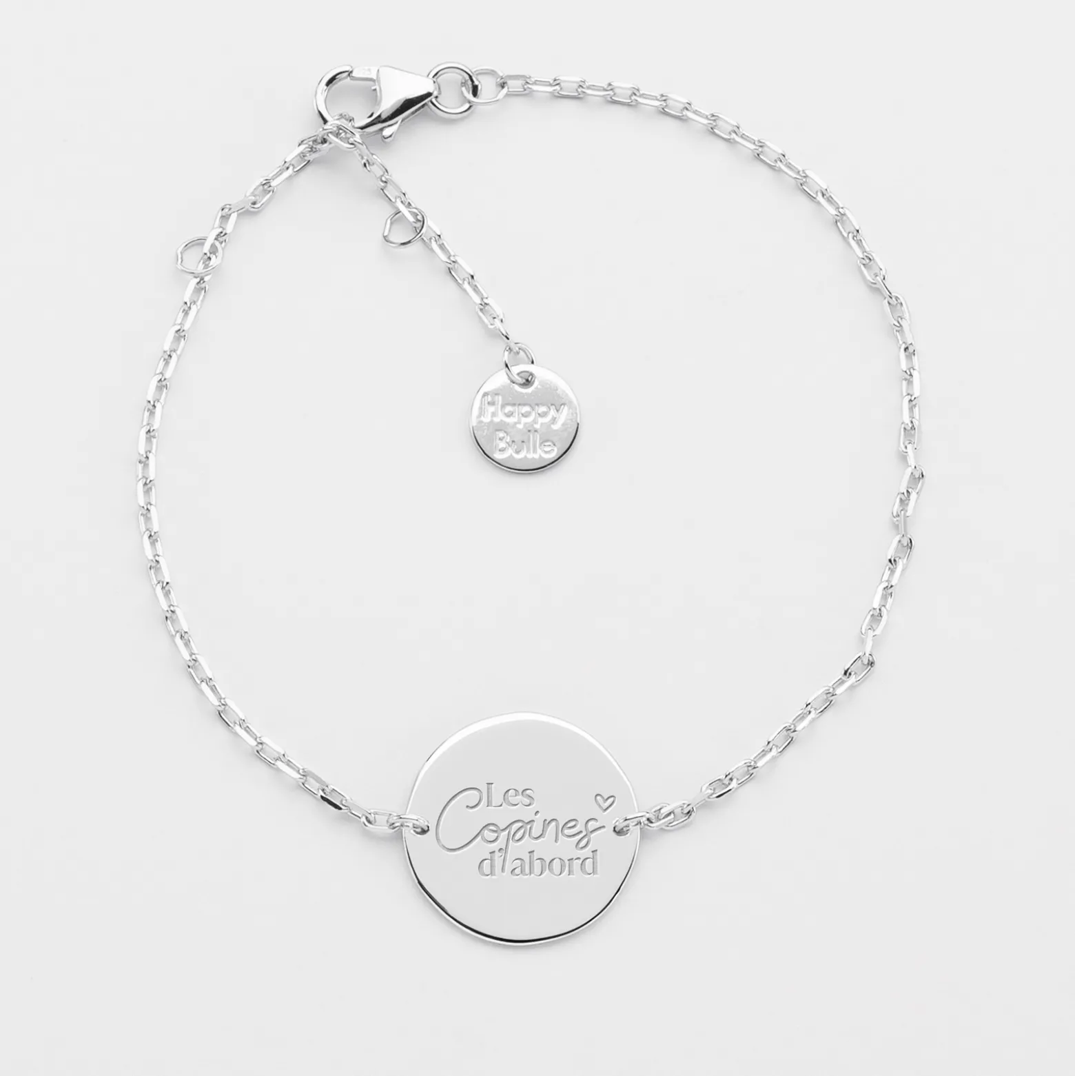 Bracelet Témoin chaine personnalisé médaille gravée argent 2 trous 15 mm