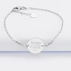 Bracelet Témoin chaine personnalisé médaille gravée argent 2 trous 15 mm
