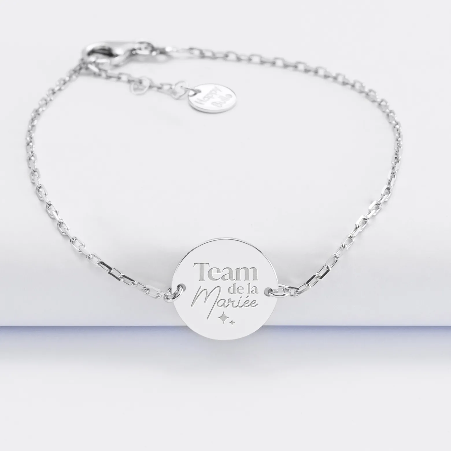 Bracelet Témoin chaine personnalisé médaille gravée argent 2 trous 15 mm
