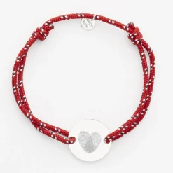 Bracelet Témoin homme personnalisé cordage marin simple médaille gravée argent 2 trous 20 mm