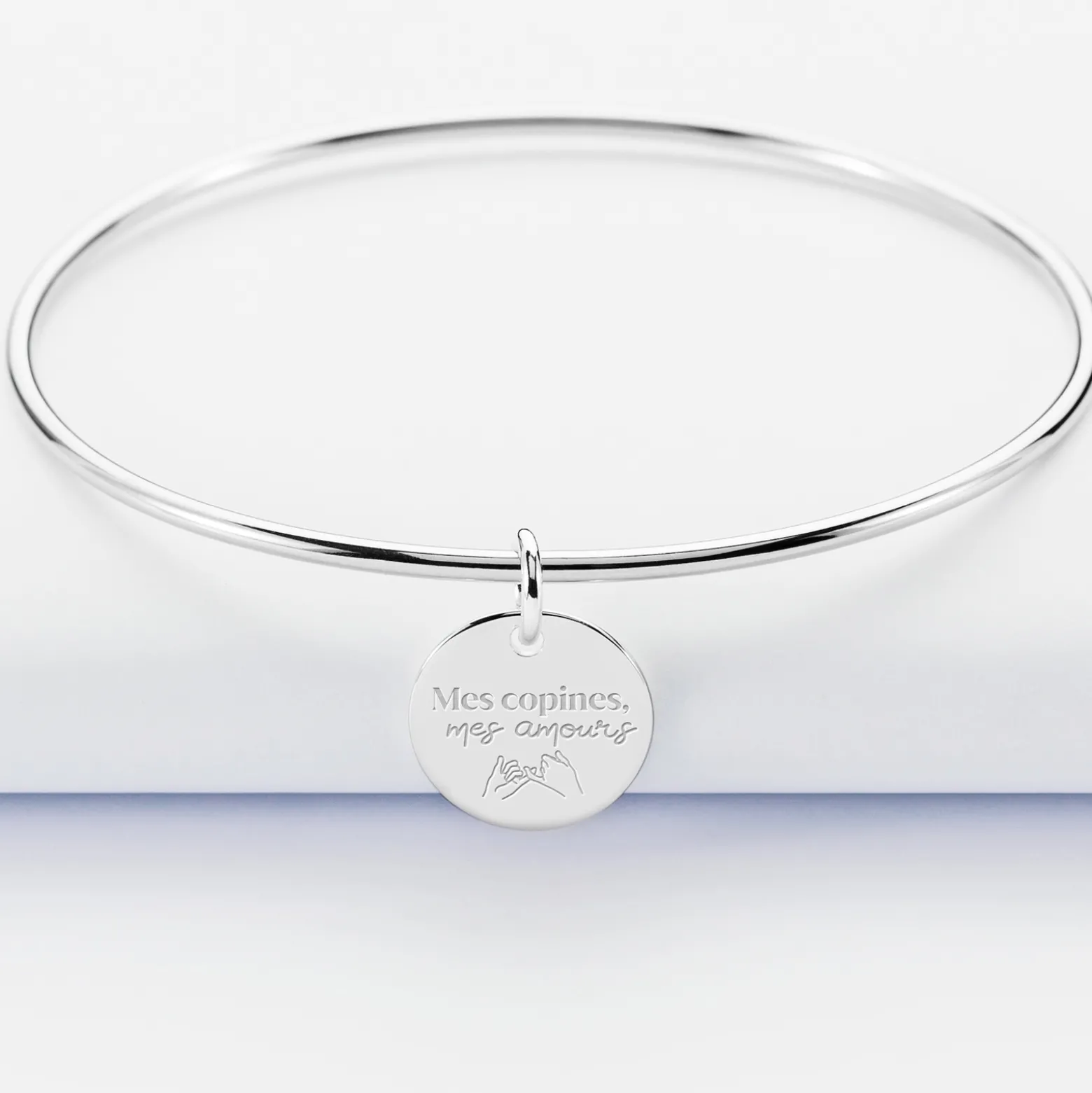 Bracelet Témoin personnalisé jonc argent médaille gravée 15 mm